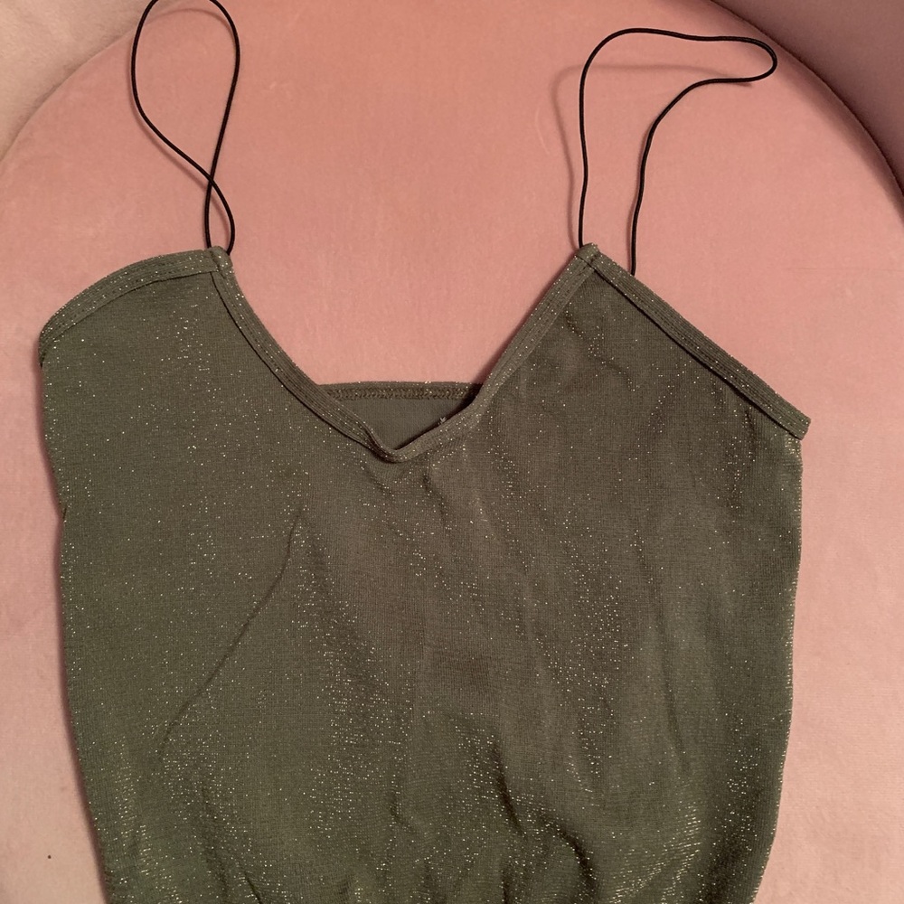 Olive green sparkly camisole